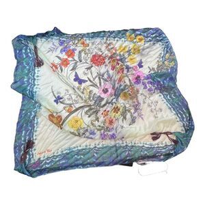 Johhny Was Women's Multi-Color Floral Butterfly Corner Tassel Square Scarf Wraps